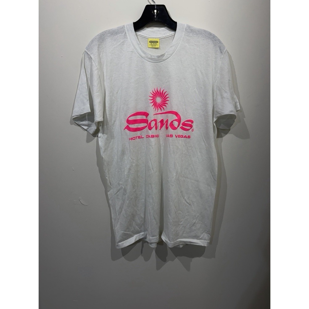 Vintage Sands Las Vegas T Shirt XL Single Stitch 90s Casino Pink Logo USA